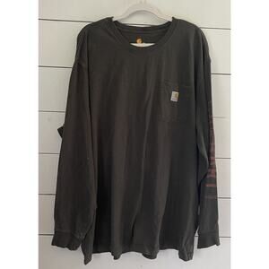 CARHARTT Shirt Mens 2XL Original Fit Rugged Crew Neck Long Sleeve Cotton Brown